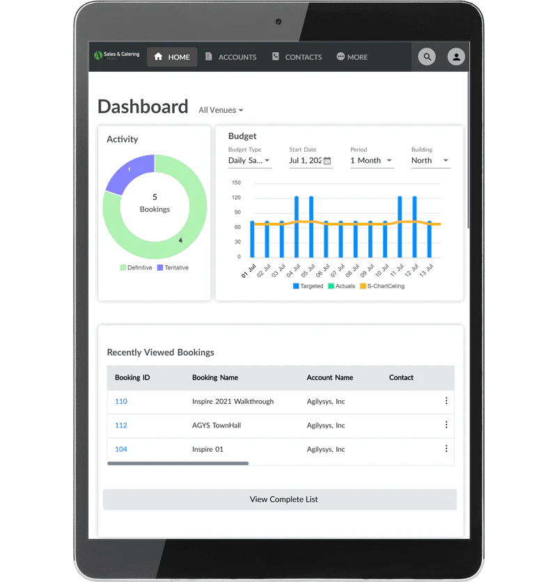 screenshot of Agilysys Sales & Catering